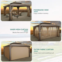 YITAHOME 12x12ft Hardtop Gazebo with Nettings and Curtains Bronze