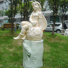 Garden Fairy Statue with Angel Wings Kneeling On The Sunflower Ball,Garden Statue Figurine,Indoor Outdoor Home Decoration Sculpture (A)
