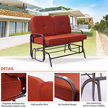 GAAHRQQQ Outdoor Swing Glider Rocking Chair Porch Swings 2 Person Rocking Chair Loveseat Garden Porch Chairs Patio Steel e Chair Set with Cushion Red