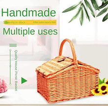 SHSWUD Rustic Picnic Basket, Picnic Basket Hand Woven Storage Camping Picnic Basket Wedding Flower Multi-Picnic Fruit Basket Basket for Outdoor Camping, 45*35*45cm, Brown