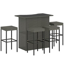XITPEYEZY 5-Piece Outdoor PE Rattan Bar Table and Stool Set, Dark Gray