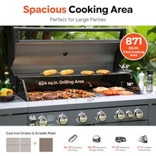 Brand-Man 6-Burner Gas Outdoor Kitchen Grill Island with Side Burner