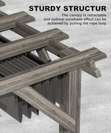 DEXSO 10' x 10' Cedar Wood Pergola with Retractable Shade Canopy Charcoal Gray