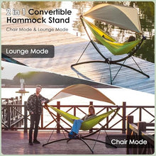 All-in-One Garden Hammock Chair Set - 110" x 75" Durable Nylon, 8-Level Recline, Easy Setup for Camping/Beach (Green)