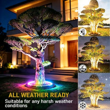 KPHYMOD AC24V Landscape Tree Ring Lights Outdoor, RGB Color Changing Round Plant Lights, Interlocking Design for Backyard Palm Tree Trunk Lighting(8 Packs)