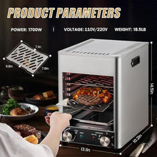 Electric Steak Broiler Oven, Max 800°C, Adjustable Temp & Time, For Cooking Steak, Beef, Pork, Chicken, Veggies