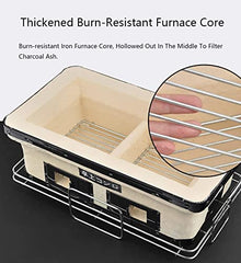 Dntum Japanese Yakatori BBQ Charcoal Grill Rectangle Ceramic Clay Grill Cooker Tabletop Hibachi Stove with Grate, Stand and Food Tong for Indoor Outdoor
