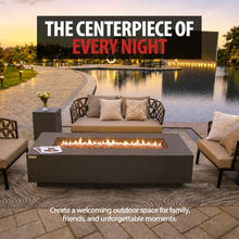 AMS 72" Rectangular Cast Concrete Natural Gas Fire Pit Table (Dark Gray)