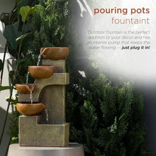 MVUYO FMURY Indoor and Outdoor Tabletop Tiered Pouring Pots Waterfall with Stone Look
