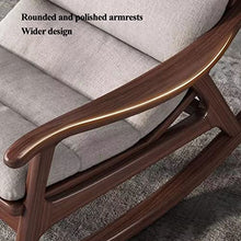 WANGLIN Wooden Fabric Rocking Chair in Walnut - Adult Leisure Recliner with Solid Hardwood Base for Living Room - Modern Full-Body Armchair,