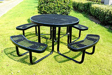 LifeYard Heavy Duty 46" Steel Round Picnic Table, Expanded Metal Outdoor Table (Black)