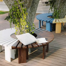 BXKCFYBSQ Tree Bench Wrap Around,Garden Balcony Flower Stand,Solid Wood Outdoor Half Round Seat,Shape Extends Infinitely,for Parks and Lawns(Color2)