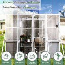 CIATRE Wooden Lean-To Greenhouse, Heavy Duty Outdoor Walk-In Garden Shed, White+Gray