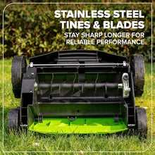 Greenworks 48V (24V x 2) 15” Cordless Lawn Scarifier & Dethatcher, Includes (2) 4.0Ah Batteries & 65W Charger, Adjustable Depth Lawn Groomer, Yard Thatch Grass Remover for Backyard, Garden Care