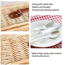ZYBB Outdoor Picnic Basket Wicker Picnic Basket with Cutlery Handle and Shoulder Strap Large Storage Basket for 4 (Color:B)