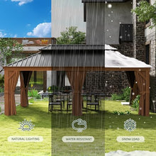 Jolydale Sonegra 12' x 20' Hardtop Aluminum Gazebo with Double Roof & Netting Brown