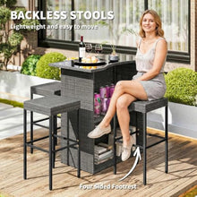 Outsunny 5 Piece Wicker Outdoor Bar Set with Glass Table Top Dark Gray