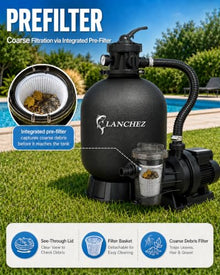 LANCHEZ Sand Filter Pump 18" 1.5HP for Above Ground Pool, 4900GPH Pool Pumps Above Ground, Pool Sand Filter with 7-Way Valve