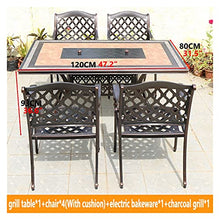 ERoomQ Wood Fire Pits Outdoor Garden Terrace Grill Table Wood Burning Fire Pit, Patio Backyard Garden Aluminum Dining Table and Chair Set, Waterproof, Garden Table (Table+4 Chai