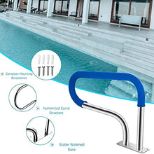 Pool Hand Rail, 32x22Inch Easy Mount Swimming Pool Handrail, 304 Stainless Steel Pool Stair Rail W/Handrail Cover & Quick Mount Accessories, Silver Rustproof Hand Grab Rail