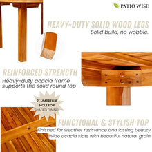 Patio Wise Round Acacia Wood Patio Table, Teak, 57-Inches x 29½-Inches