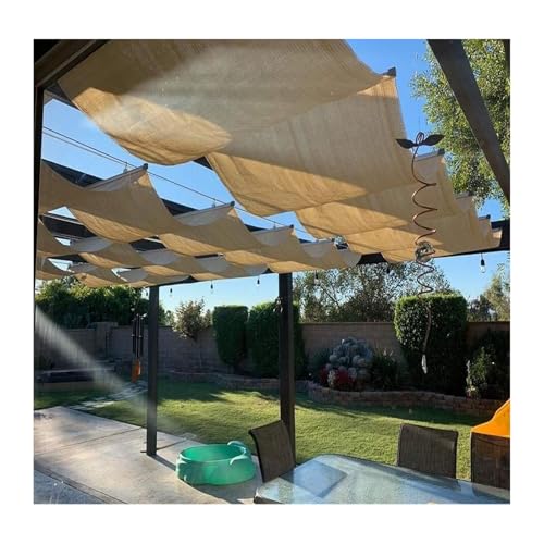 HOFUNTRE Wave Canopy Awning，Retractable Pergola Shade Cover，Outdoor Wave Sun Shade，Resist Falling Objects, Protect Safety, Stable and Reliable, Effective Sun Protection(W:2.5m/8.2ft*L:20m/65ft)