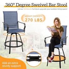 Shintenchi 4 Piece Patio Swivel Bar Chairs, All Weather Textile Outdoor Metal Bar Stools Patio Chairs Set of 4 with High Back, High Top Bistro Set Furniture for Balcony, Backyard,Garden,Deck,Deep Blue