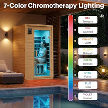 SereneLife 1-2 Person Low EMF FAR Infrared Sauna for Home, Canadian Hemlock Wood, Red Light Therapy, 7-Color Chromotherapy & Bluetooth Speaker, Indoor Dry Heat Sauna up to 149°F