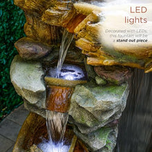 Alpine Corporation TZL404 71" Cascading Tree Trunk Fountain with LED Lights, Outdoor Waterfall Water Feature for Garden, Patio, Lawn & Backyard Decor, Relaxing Water Feature with Rustic Design