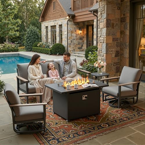 Sweecci Aluminum Outdoor Patio Furniture Set with 5.1-Inch Cushions