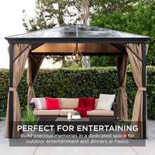 Best Choice Products 10x10ft Hardtop Gazebo Outdoor Aluminum Canopy Brown
