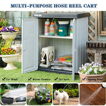JKSVTF Hose Reel Cart Water Hose Cart Reel Compact Garden Hose Organizer, Portable Retractable Hose Reel, Household Car Wash Tool with Water Gun, for Backyard (Beige Hose Cart+10m Pipe)