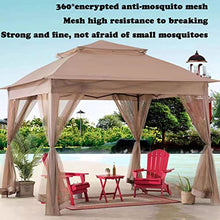 RWGOVLU Folding Backyard Gazebo,Pop Up Gazebo,Metal Patio Garden Gazebo Pergola Tent,Gazebo with Nettings and Curtains,Easy Installation (Khaki)