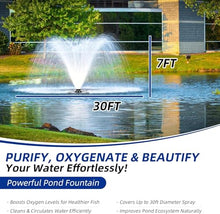 OKSTENCK Floating Pond Fountain 1HP 110V 750W with 98Ft Power Cord, Featuring a Timer,2 Fountain nozzles,Metal Pond Waterfall Pump.
