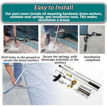 HAIXHX Inground Swimming Pool Cover 8/10/12/14/15/18/20/21/22/24/27/28/30ft, Winter in Ground Pool Safety Covers, Outdoor Pools Covering with Anchors Hook, Springs and Tool Kit(Green,35ft)