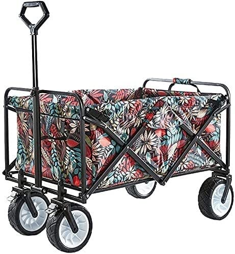 Outdoor Folding Utility Wagon Heavy Duty Shopping Cart Gardening Truck Folding Camping Wagon Load-Bearing 100kg / 220lbs (Color : Style 1)