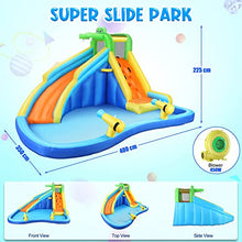 AKEYDIY Inflatable Water Slide Park with Splash Pool and Climbing Wall