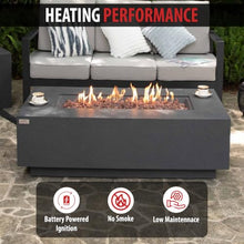 AMS 60" Rectangular Concrete GFRC Natural Gas Fire Pit Table (Dark Gray)