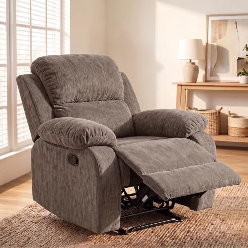 Trygoal Manual Single Lounge Recliner Chair with Adjustable Backrest, Khaki