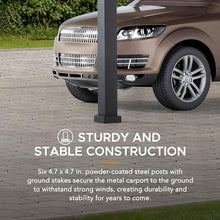Sunjoy Carport 14ft x 20ft Outdoor Gazebo Heavy Duty Garage Car Shelter Brown/Black