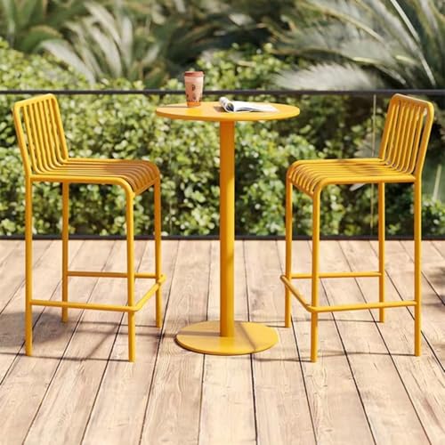 TBJEN Wrought Iron Tables and Chairs, Outdoor Tables and Chairs Creative high-Legged bar Open-air Villa Courtyard Cafe Milk Tea Shop Balcony(9)
