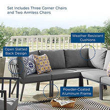 Lounge Sectional Sofa Chair Set, Aluminum, Metal, Grey Gray, Modern, Outdoor Patio Balcony Bistro