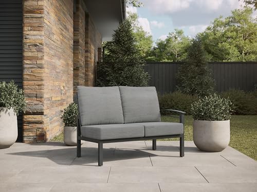 Winston Stanford Cushion Outdoor Loveseat with Left Arm Textured Pewter