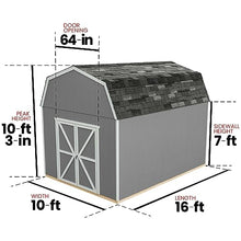 Handy Home Products Braymore 10x16 Do-It-Yourself Wooden Storage Shed with Floor Kit- Does not Include Paint or Roofing Shingles