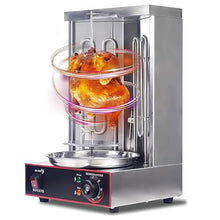 DFTWJMA Gyros Rotisserie Grill Electric Shawarma Machine with Oil Collecting Pan, 300℃ Adjustment 360° Rotating Stainless Steel Kebabs Oven,Electricity