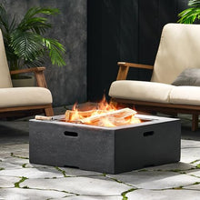 Roomfitters 29" Square MgO Wood-Burning Fire Pit with Durable Design, Modern Outdoor Fireplace for Cozy Evenings, Black