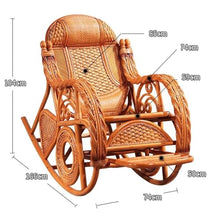 Chinese Rattan Lounge Chair, Rocking Chair for Patio, Garden Balcony Hand-Woven Rattan Chair, Let You Enjoy Relaxing(Yellow,158 * 96 * 65cm)