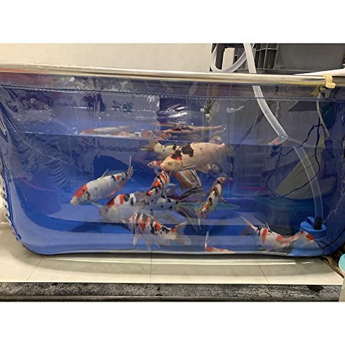 Large with Steel Frame Fish Ponds, PVC Canvas Aquarium Pool Pond Water Garden & Pond Liners & Seals Viewing Panel and Drain Valve, Water Tank for Farmed Koi, Goldfish Fish Tank Tarp