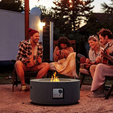 Cosiest Propane Fire Pit for Outside, 28 in Round Gas Fire Pits for Outdoor Patio, Certified, 50000 BTU Concrete Rectangle Base with Rain Cover, Free Lava Rocks
