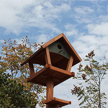 WXLYJXUE Birdfeeder Outdoor Wooden Bird Feeder Pole Hanger for Outside with Roof and Feeder Tray Easy to Assemble for Garden Yard Decoration